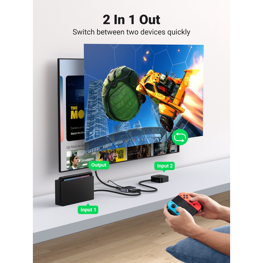 Bộ chuyển đổi Ugreen HDMI 2.1 8K @ 60Hz 2 trong 1 hỗ Trợ 3D CEC HDR 48Gbps 4K @ 120Hz cho PS5/ PS4 Xbox chất lượng cao