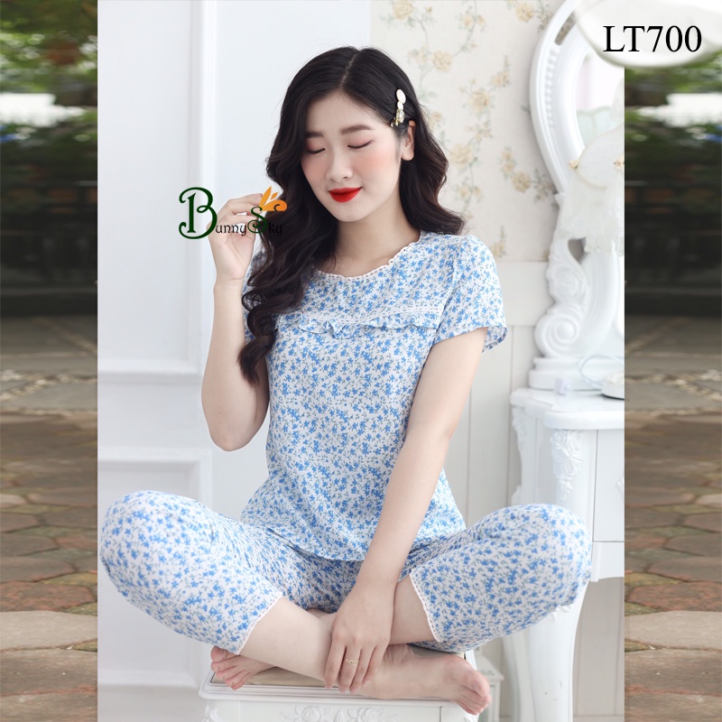 Đồ bộ mặc nhà, bộ quần áo nữ mẫu cộc tay hoa nhí siêu xinh