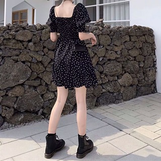 (Sẵn) Váy đen chấm bi /Đầm đen ulzzang