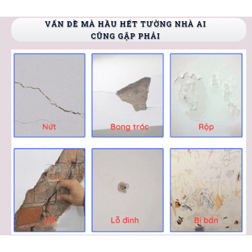 Keo Vá Vết Nứt Tường Nhà Cao Cấp Chống Nước Chống Mốc Tặng Kèm Dụng Cụ Trám