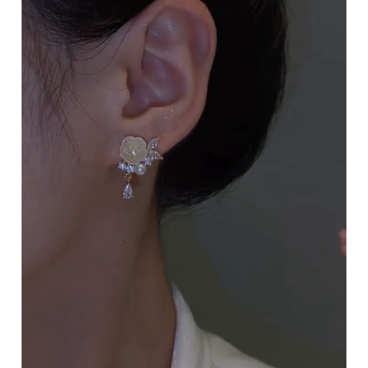 Bông Tai Hình Hoa Đính Đá Zircon Phong Cách Thời Trang Chất Lượng Cao 2022
