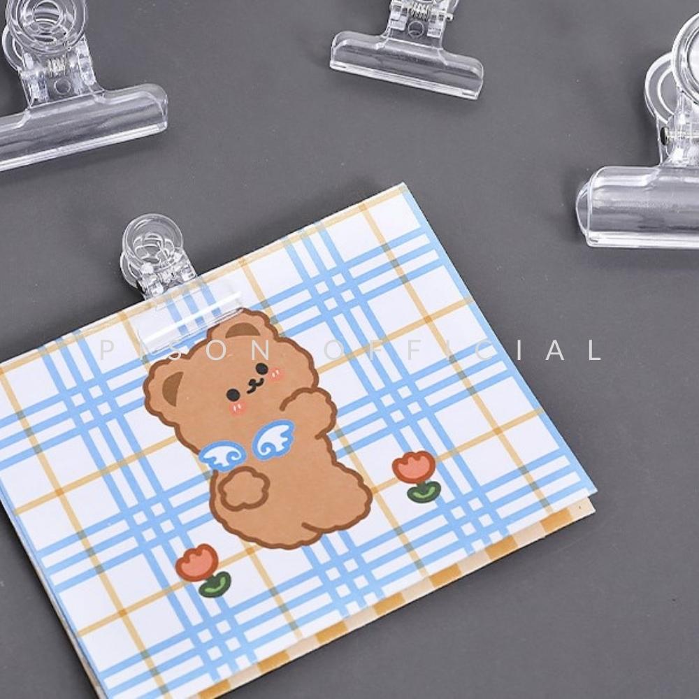 Kẹp tài liệu nhựa mini Trong suốt Pison nhỏ gọn không làm rách giấy - 1 cái