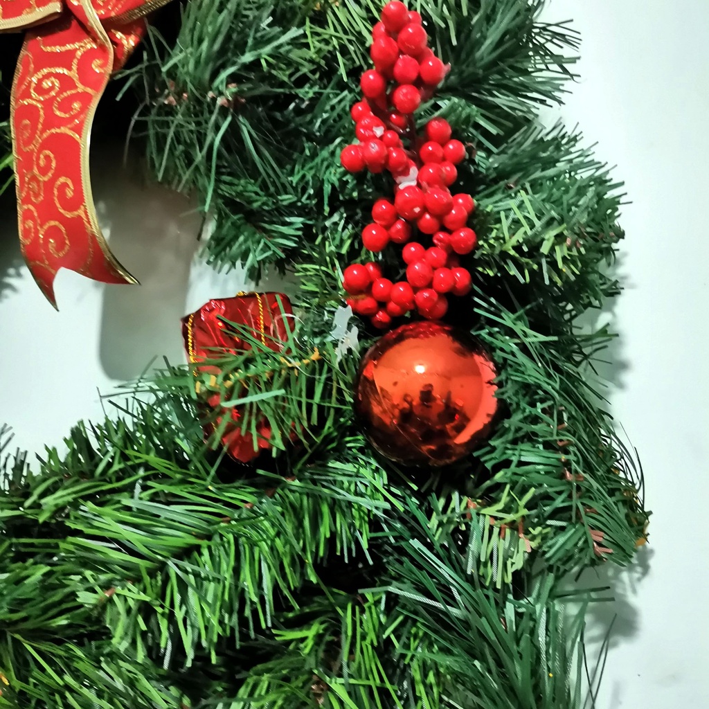 Vòng nguyệt quế giáng sinh treo cửa trang trí noel 2 chiều 51cm hàng Việt Nam chất lượng cao