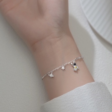 Vòng tay nữ lắc tay nữ bạc s925 phi hành gia và hành tinh ngôi sao đính đá Cá jewelry LTB102