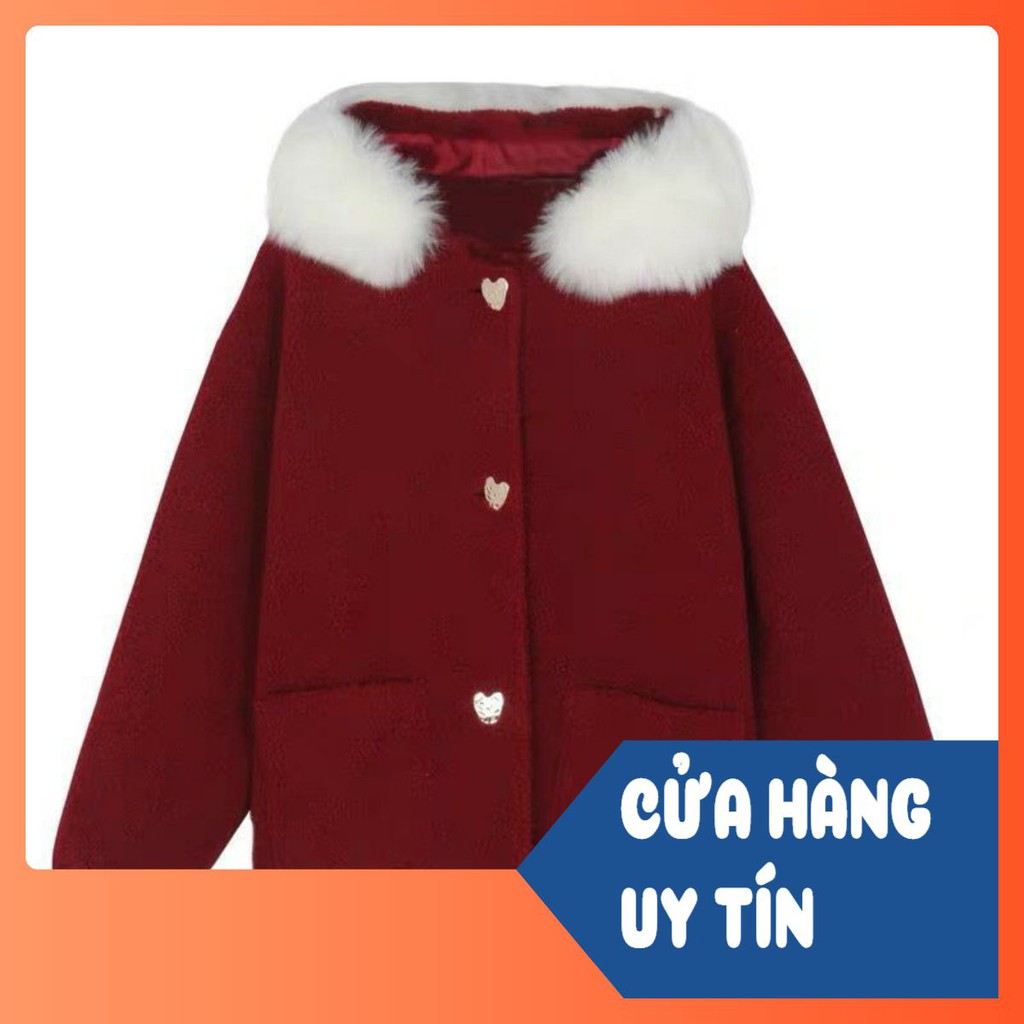 ÁO KHOÁC DẠ ĐỎ CỔ LÔNG XÙ Xịn
