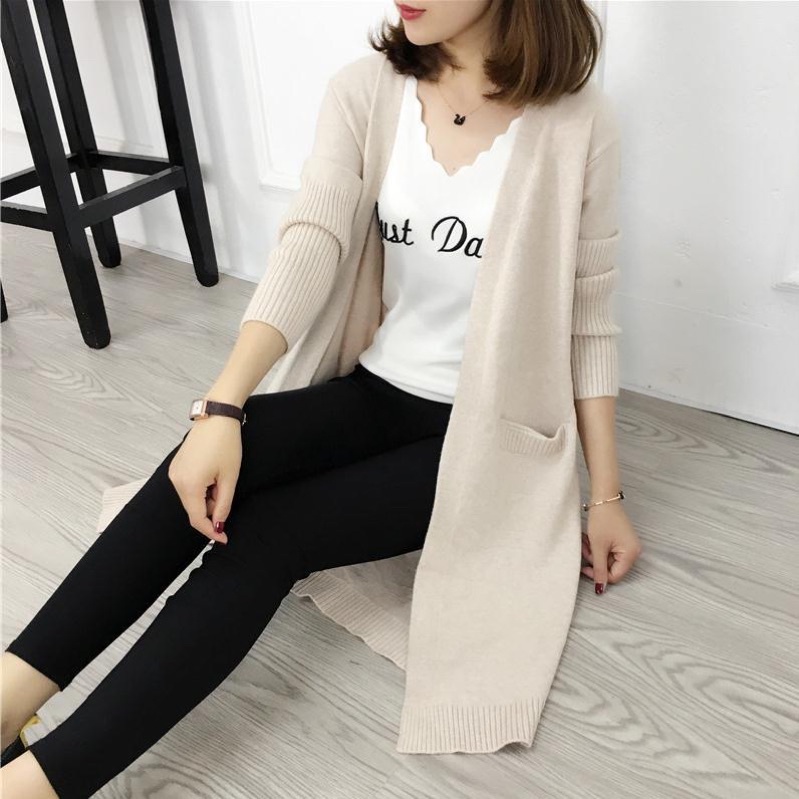 Áo khoác len cardigan quảng châu dáng dài chất đẹp Kl13