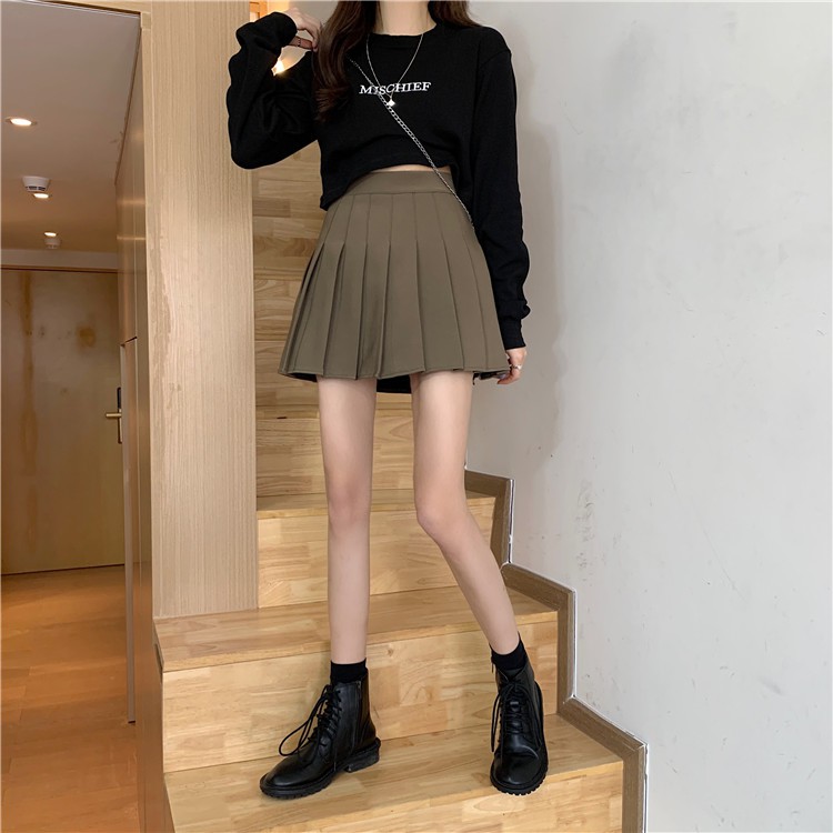 Chân váy ngắn tennis skirt nhiều màu trơn, kẻ caro, chân váy xoè xếp ly ngắn kẻ caro -EGANDA