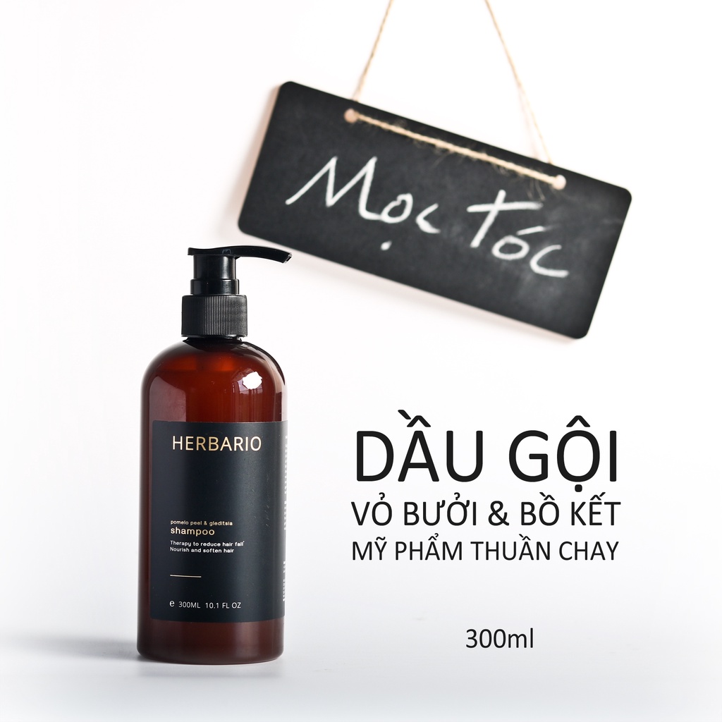 Combo dầu gội bưởi bồ kết herbario 300ml + nước xịt dưỡng tóc bưởi cona 100ml giúp tóc mọc nhanh chắc khỏe giảm gãy rụng