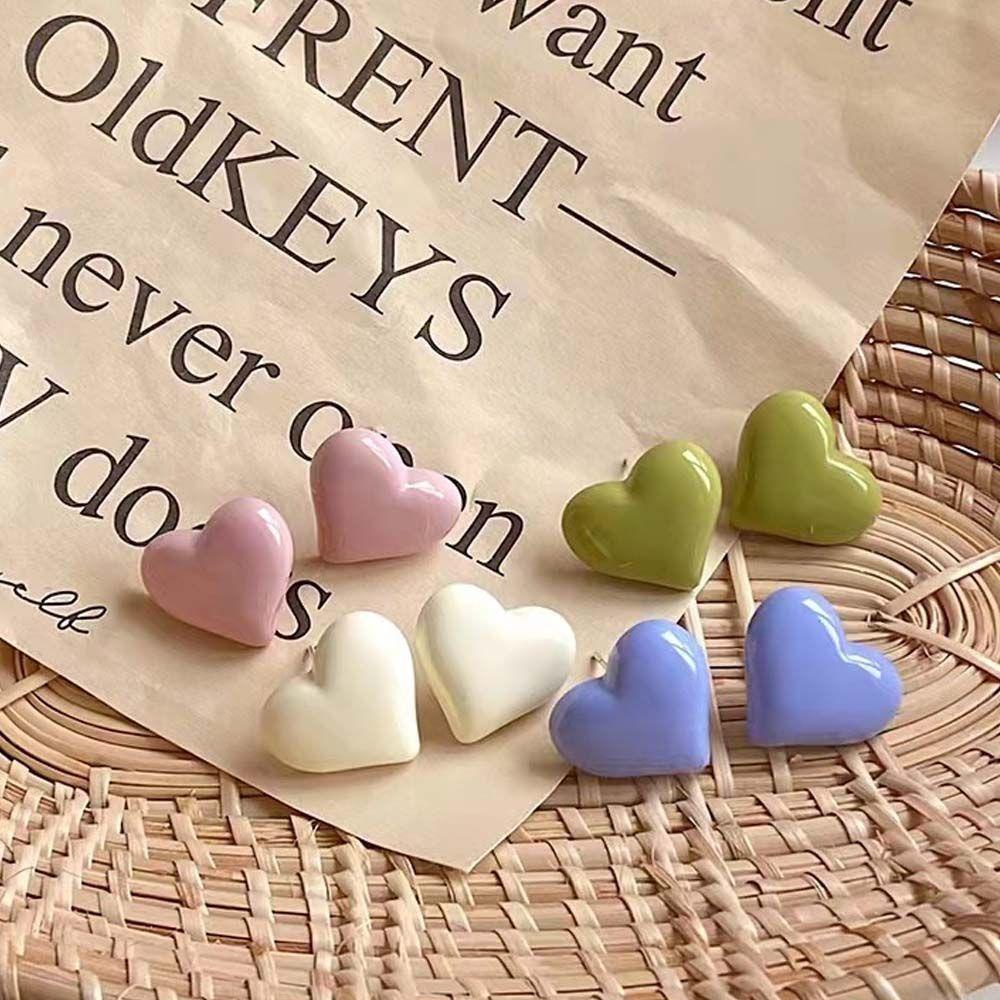 Bông Tai Hợp Kim Hình Trái Tim Màu Sắc Kẹo Ngọt VANES1