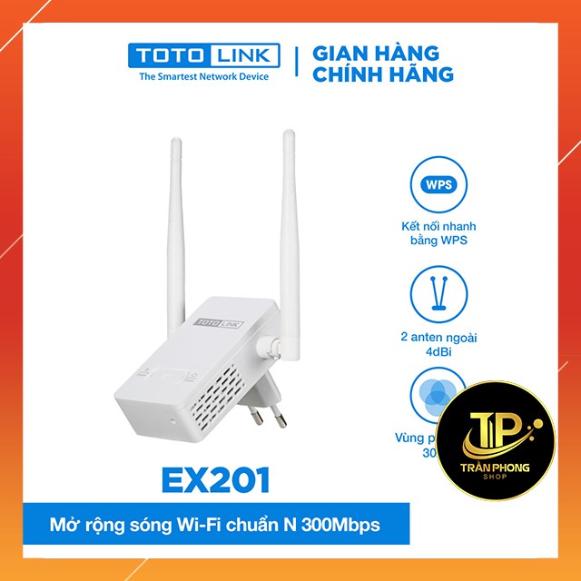 Bộ kích WiFi TOTOLINK EX201 - Bảo Hành 2 Năm, Hàng Chính Hãng