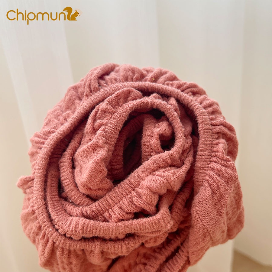 Ga chun bọc nệm xô muslin organic CHIPMUNK dùng cho cũi bé sơ sinh