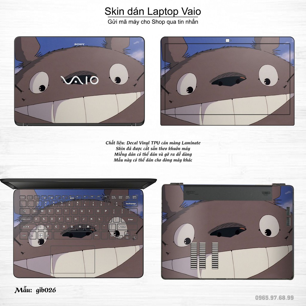 Skin dán Laptop Sony Vaio in hình Ghibli anime (inbox mã máy cho Shop)