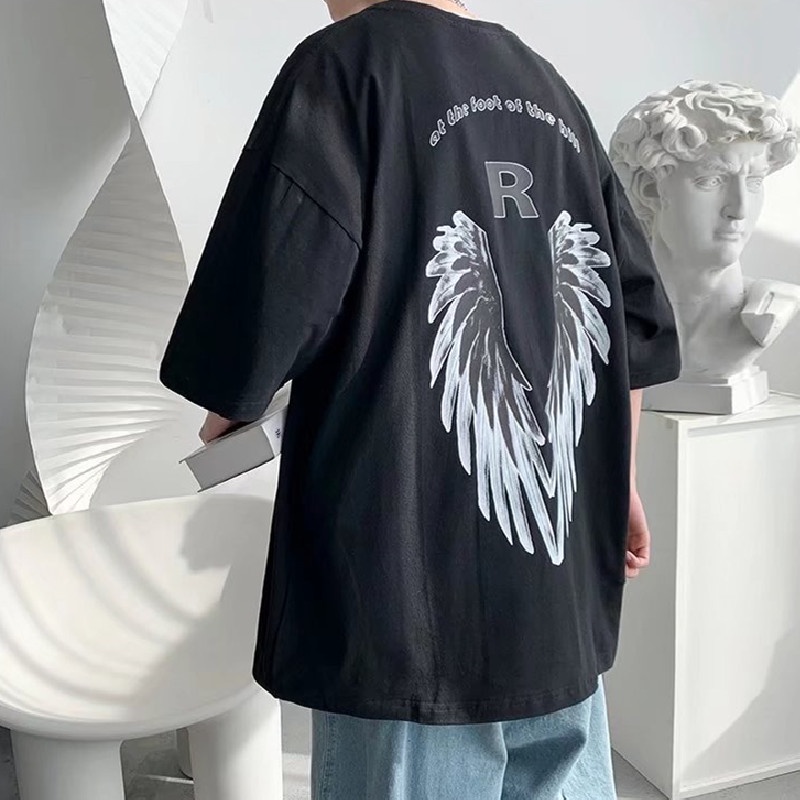 Áo Thun Tay Ngắn Dáng Rộng In Chữ Phong Cách Hip Hop Đường Phố Nhật Bản Thời Trang Mùa Hè Cho Nam Và Nữ