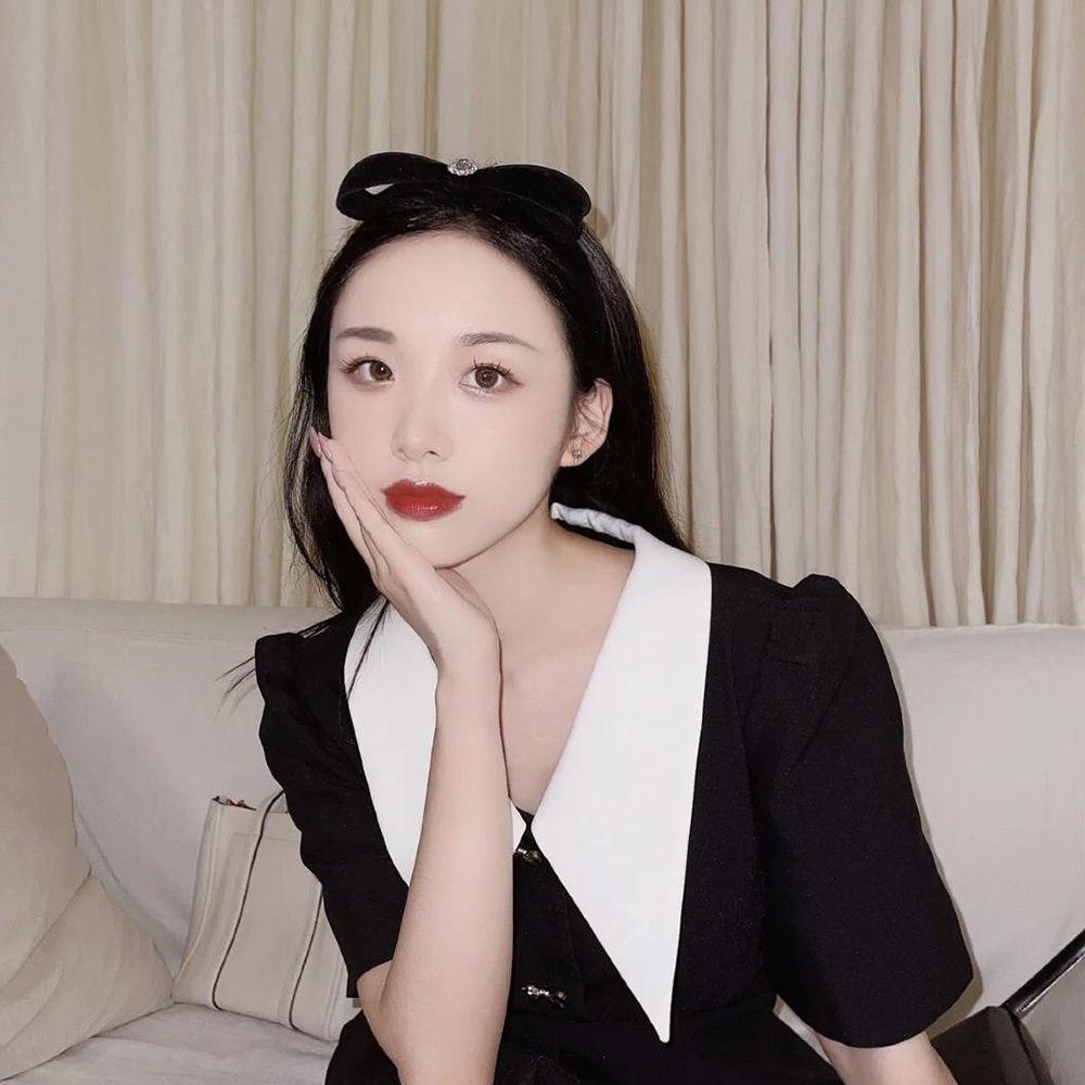 ANEMONE Băng Đô Nhung Thắt Nơ Họa Tiết Ngôi Sao Thời Trang Cổ Điển Dễ Phối Đồ Trang Điểm