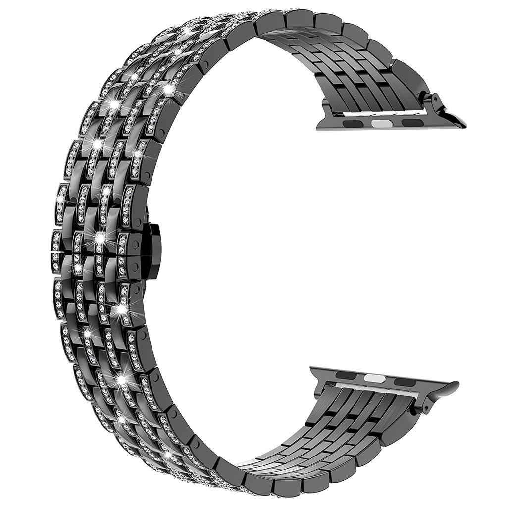 Dây đeo inox đính đá cho đồng hồ thông minh for Apple Watch Ultla Series 1 2 3 4 5 SE 6 7 8 38mm 42mm 40mm 44mm 41mm 45mm 49mm