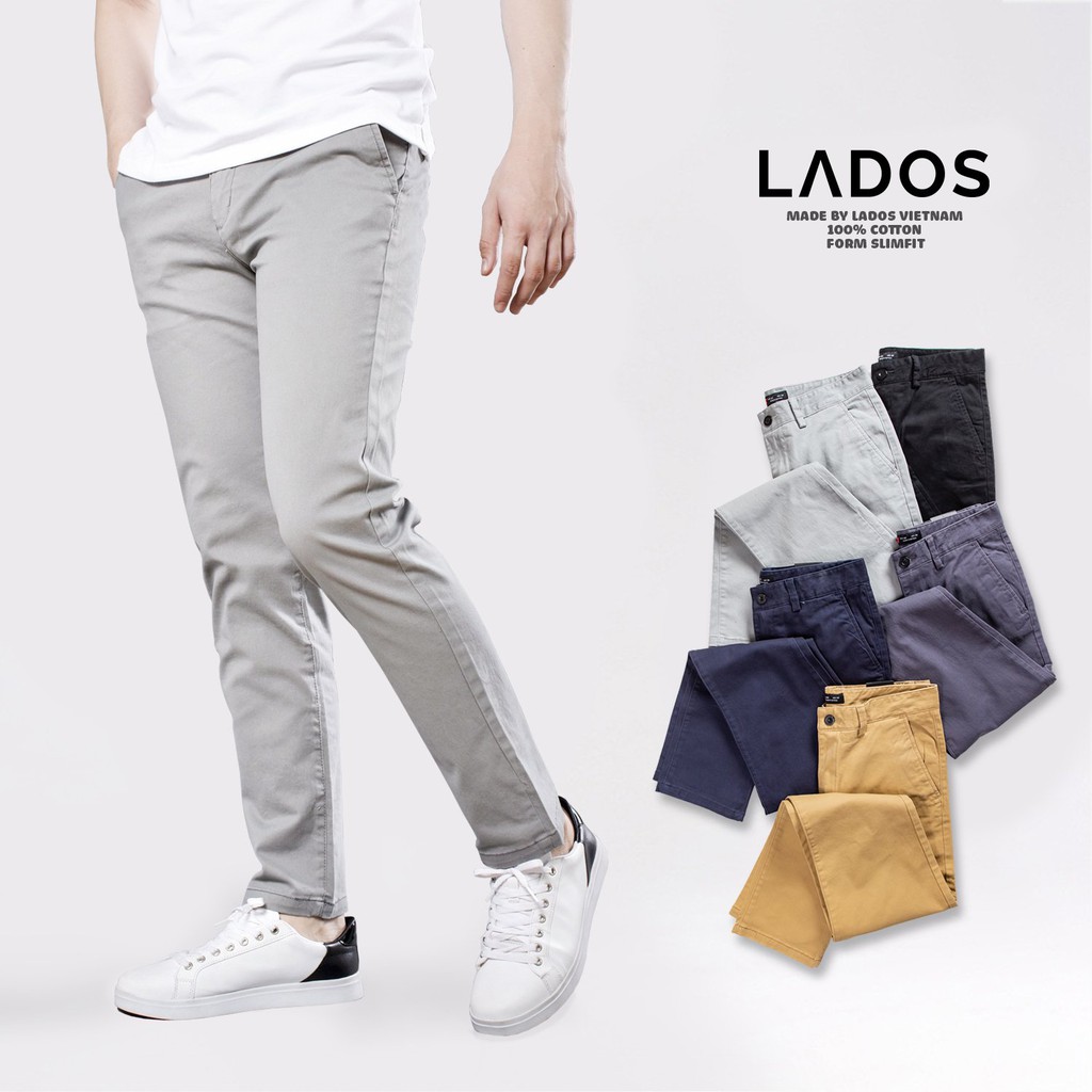 Quần kaki dài trơn cao cấp nam tính LADOS - 14069 dáng slimfit chất kaki dày dặn co giãn nhẹ, dáng Âu sang trọng