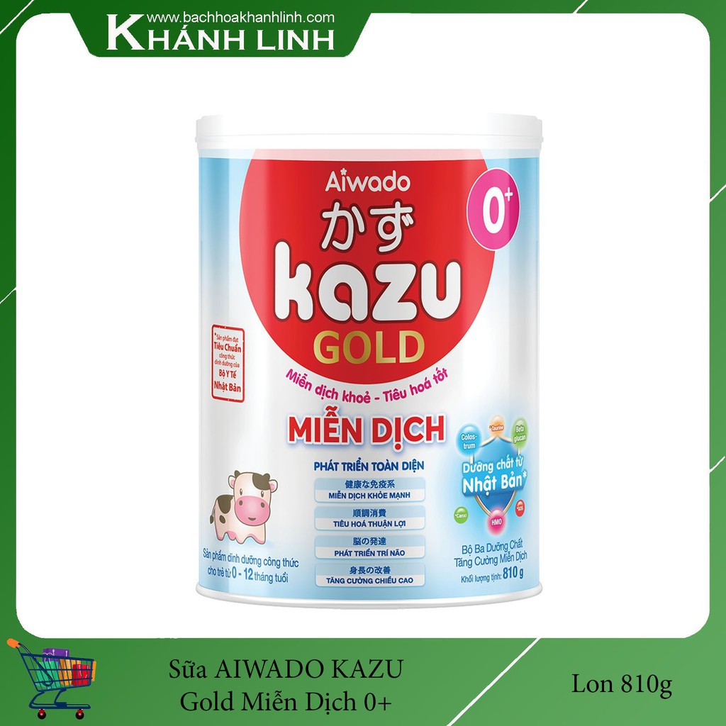 [Tinh tuý Nhật Bản] Sữa bột KAZU Miễn Dịch GOLD số 0+ Lon 810g