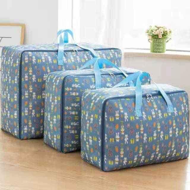 Set 3 túi đựng đồ bằng vải oxford dạng hộp có khóa kéo để chăn màn quần áo siêu bền siêu nhẹ MS.2021