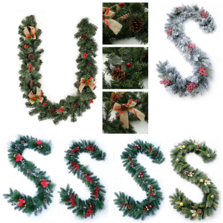 Phụ kiện trang trí noel Dây lá thông kết dày dài 1.8m B5