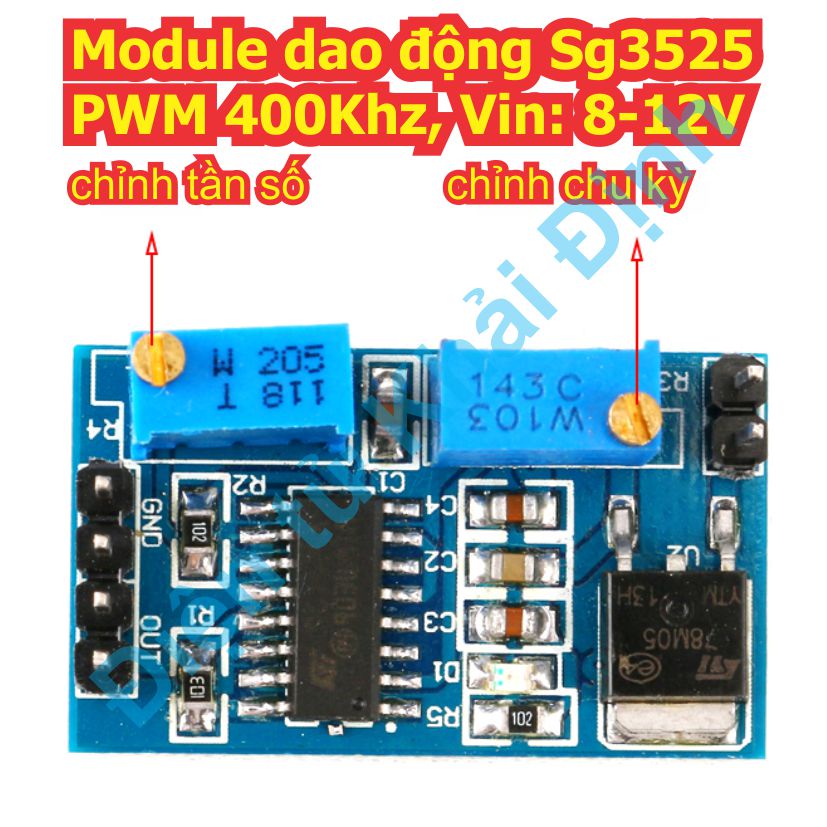 Module dao động SG3525 3525 PWM 200Hz-100Khz Vin: 8-12V KDE0096