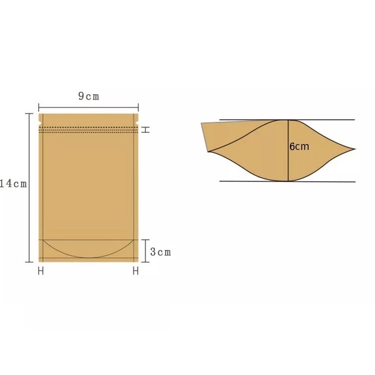 Túi zip giấy Jiamin 1 Túi zip giấy kraft đáy đứng cửa sổ đựng bảo quản thực phẩm, đồ ăn