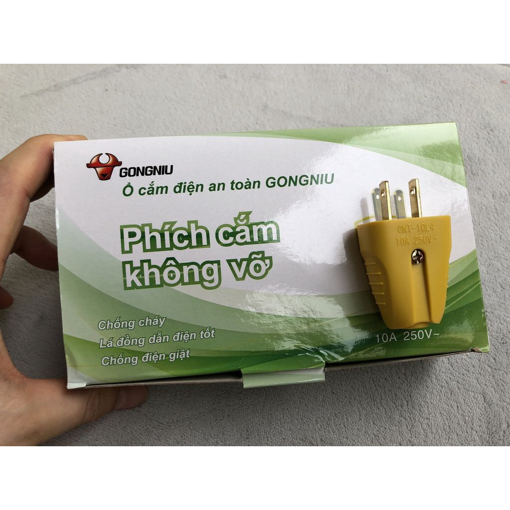 Phích cắm điện chân dẹt Gongniu Bull GNT-10L4 10A 250V chống va đập