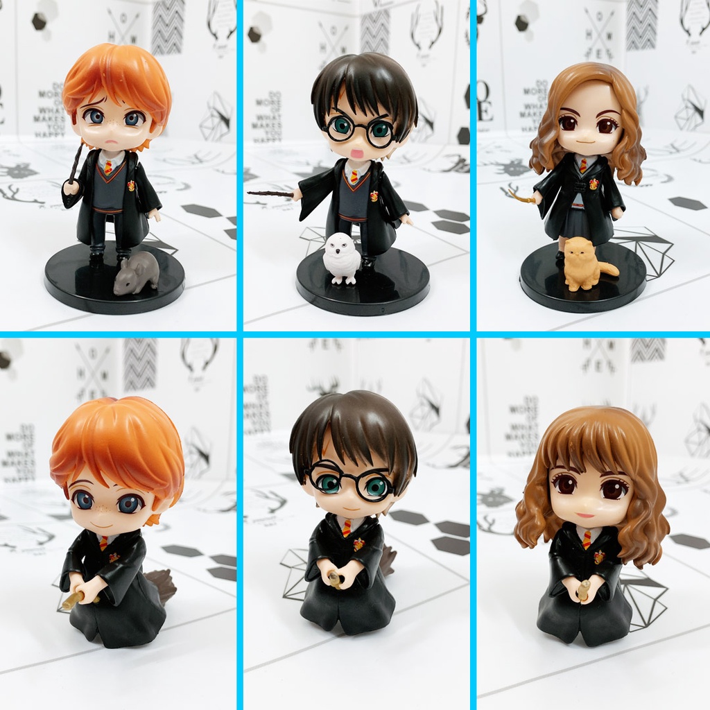 Bộ sưu tập mô hình 6 nhân vật Harry Potter phong cách Chibi cao 10cm siêu cute