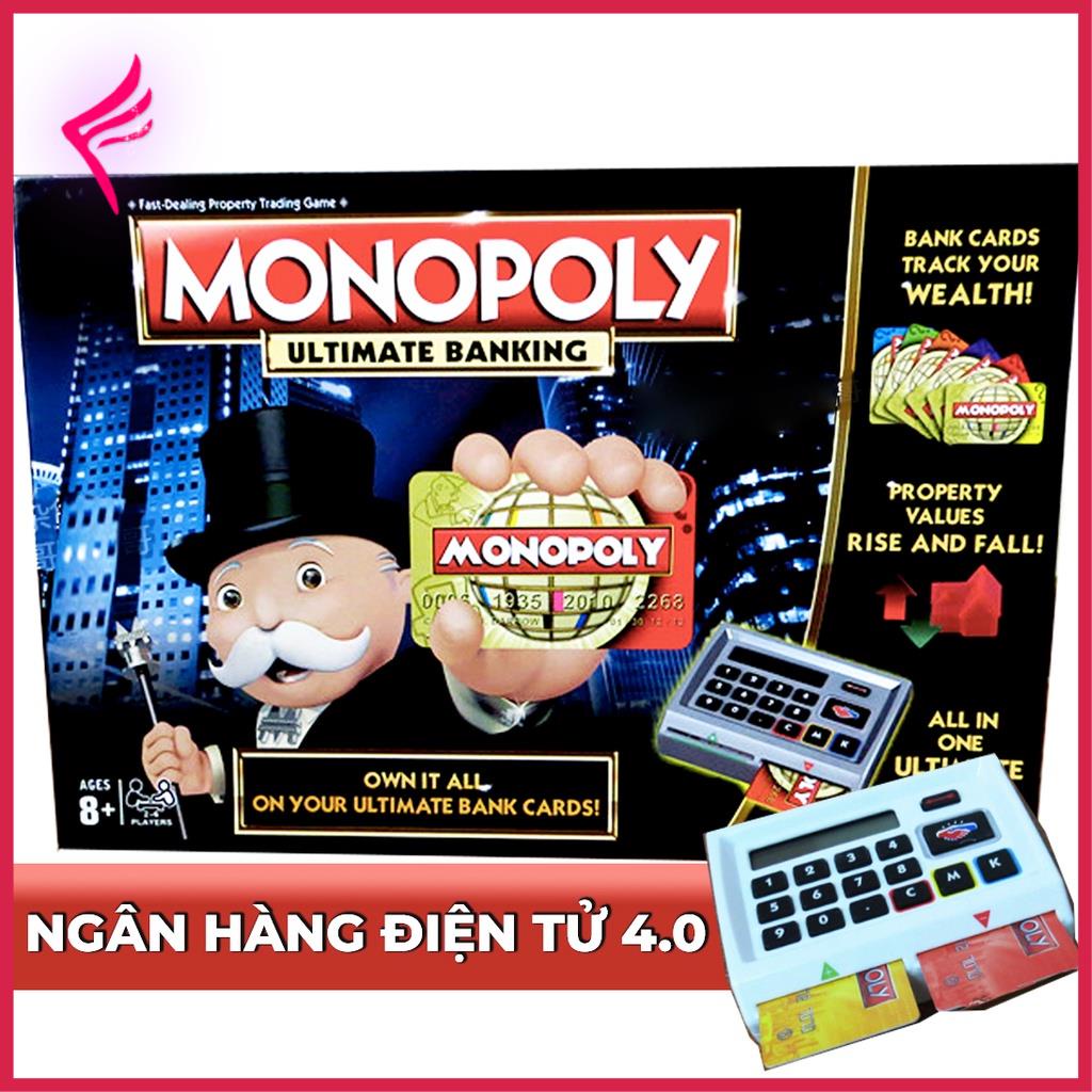 [Giảm giá thần tốc] Cờ Tỷ Phú Monopoly 4.0 Có Máy Ngân Hàng điện tử quẹt thẻ ATM tự động,Bộ Board game monopoly