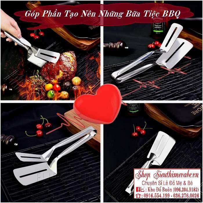 Kẹp gắp đồ chiên rán, nướng BBQ đa năng chất liệu inox cao cấp