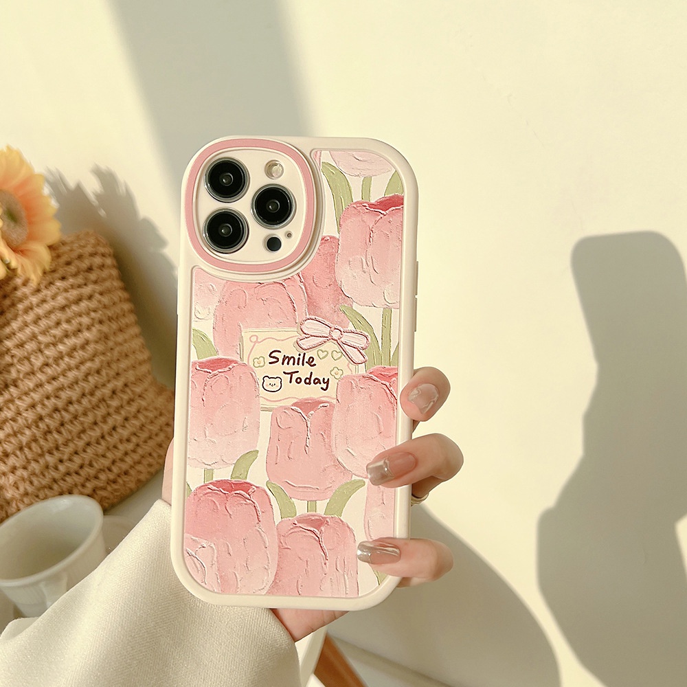 Ốp Điện Thoại TPU Mềm Chống Sốc Họa Tiết Hoa Tulip Cho iPhone 7 8 12 11 14 Pro Max X XR XS Max 6 6s 7 8 Plus SE 2020 13 Pro Max
