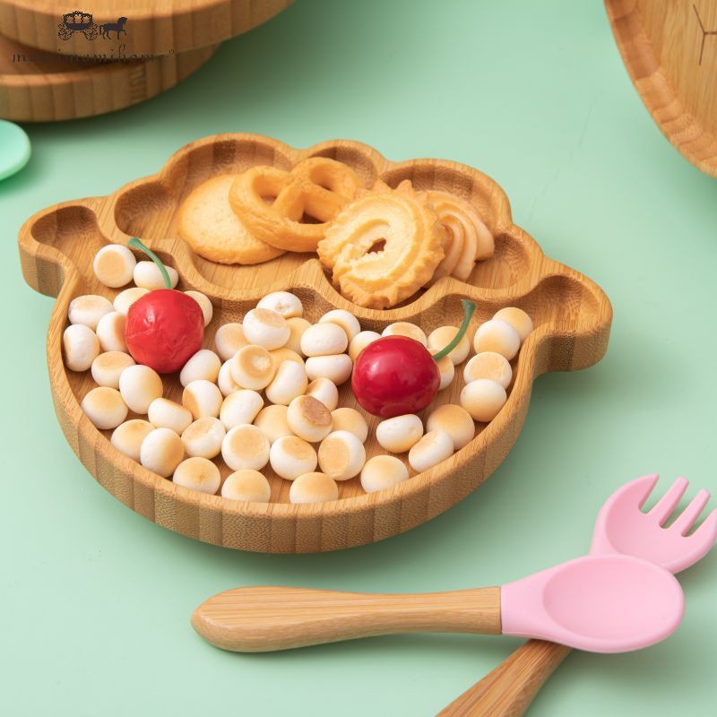 Set 3 dụng cụ bàn ăn Mamimamihome bằng gỗ hình cừu dễ thương dành cho bé
