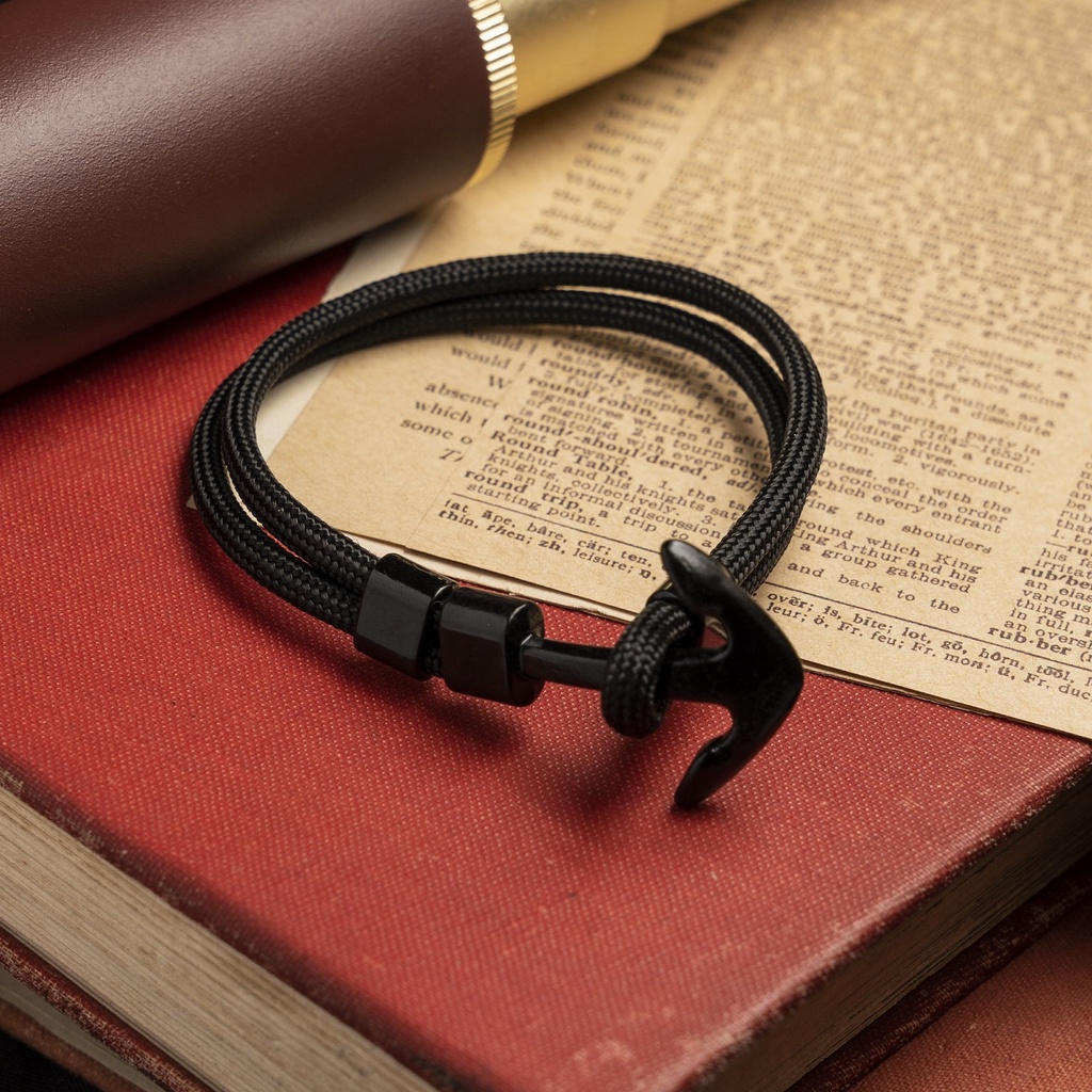 Vòng Tay Nam Nữ Unisex Thời Trang Merin Accessories Màu Đen Chất Liệu Vải Dù Bền - Vòng tay mỏ neo