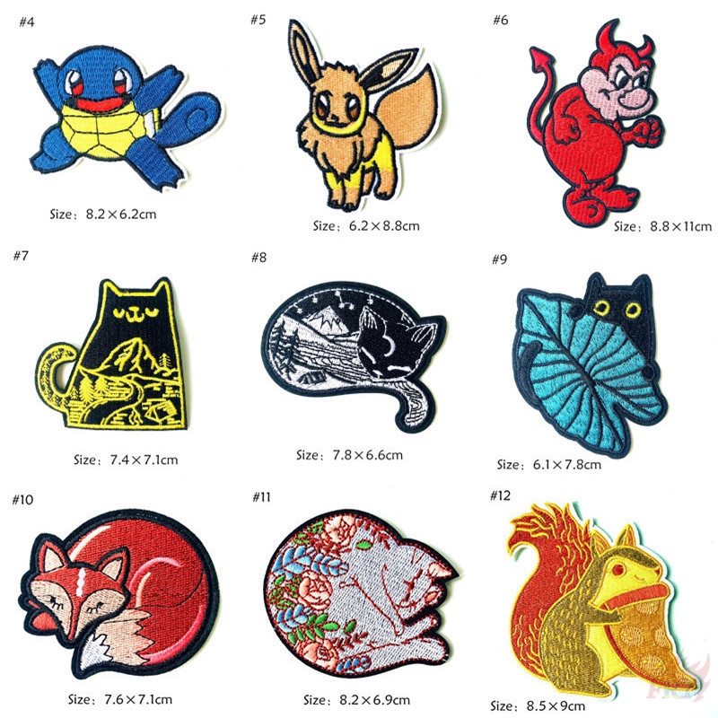 ☸ Sticker Ủi Thêu Hình Mèo Hoạt Hình Dễ Thương ☸ 1 Miếng Dán Ủi Lên Quần Áo Thêu Hoạ Tiết Diy