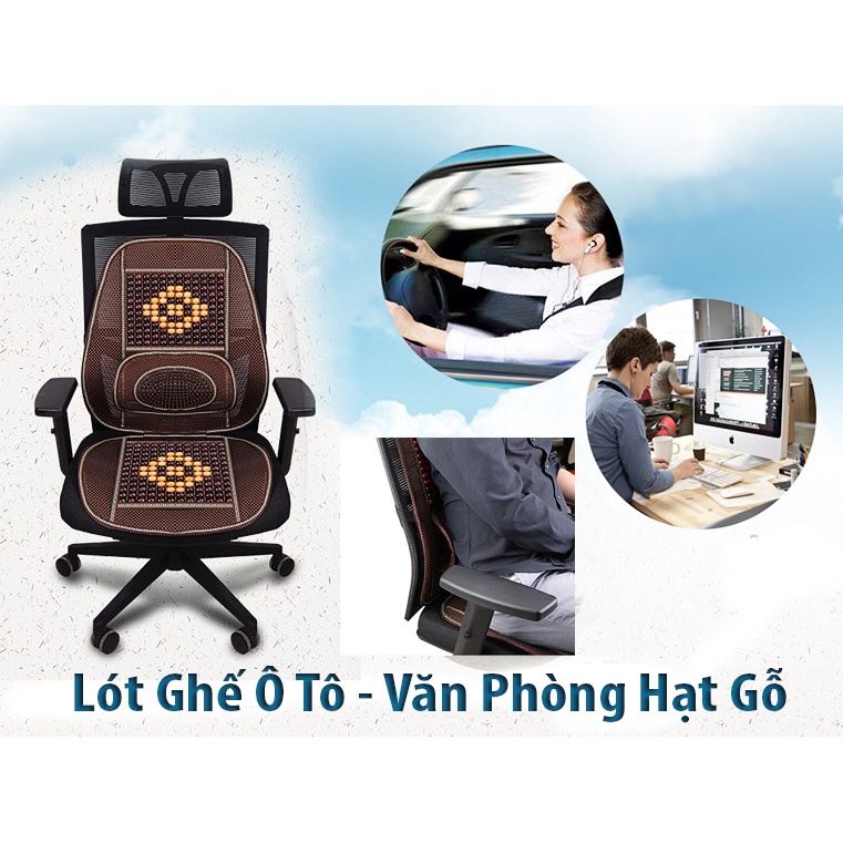 Lót Ghế Hạt Gỗ Sang Trọng - Lót Ghế Ô Tô, Văn Phòng Chống Nóng, Trượt Và Massage Cao Cấp.