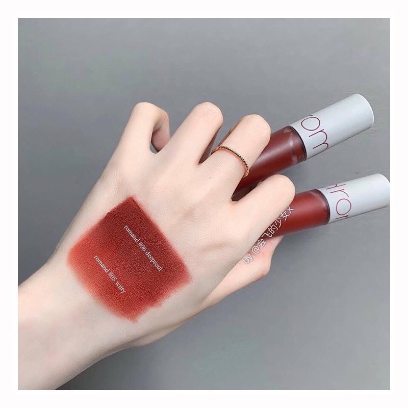 Romand Zero Velvet tint 05,06 son đỏ tươi, đỏ gạch trầm bao check