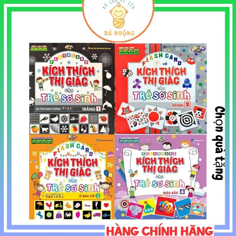 Flashcard Kích Thích Thị Giác Cho Trẻ Sơ Sinh 𝑭𝑹𝑬𝑬𝑺𝑯𝑰𝑷 Bộ 60 thẻ, 4 Tập, Kích Thước 21x21cm