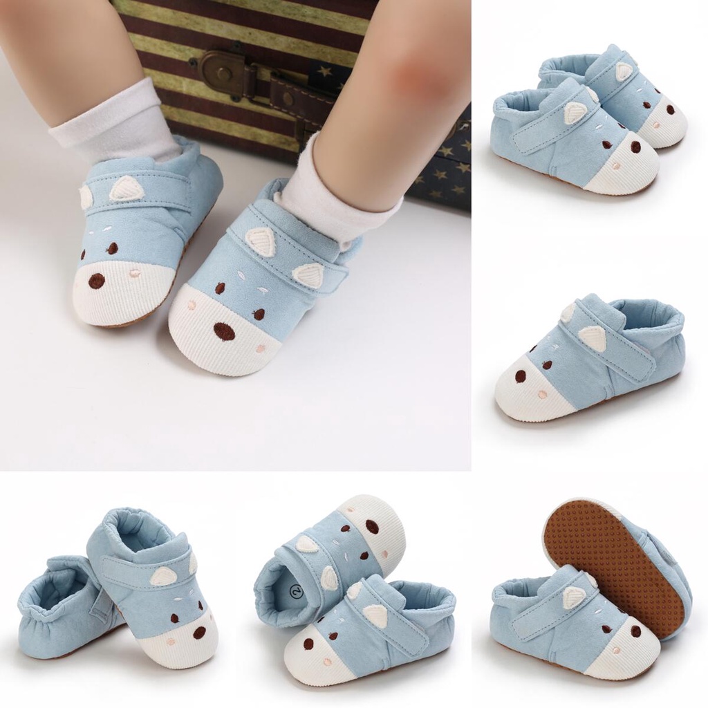 Giày Vải Cotton Đế Mềm Chống Trượt Thoải Mái In Hình Mặt Động Vật Dễ Thương Dành Cho Bé Tập Đi Số 1