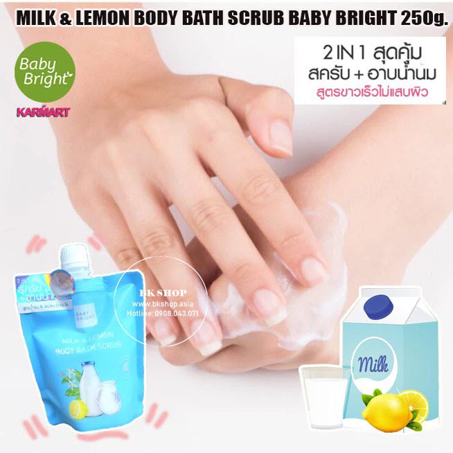 [ Auth Thái ]  Muối Tẩy Tế Bào Chết - Tắm Body Sữa &amp; Chanh Baby Bright 250g