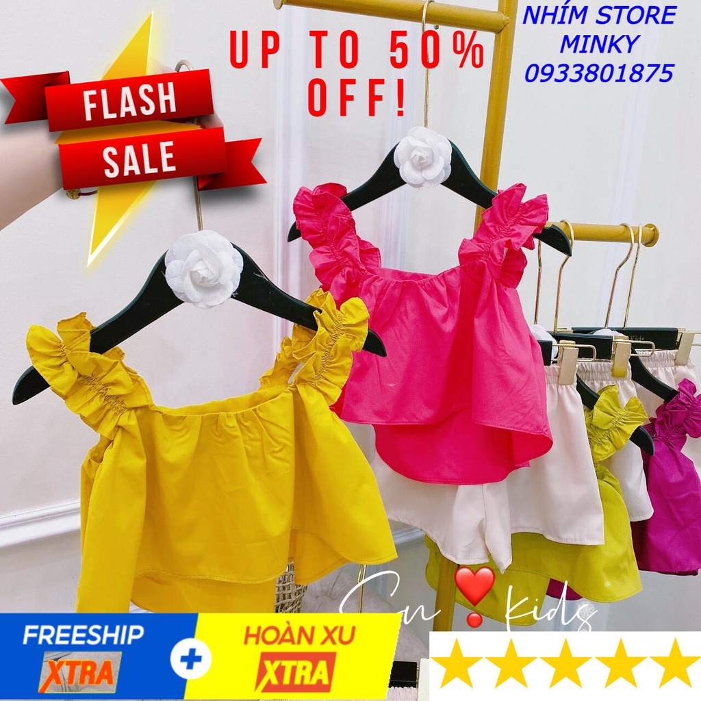 FREESHIP !!! Set bộ đi chơi cate đũi cho bé kiểu dáng tiểu thư NHÍM STORE MINKY