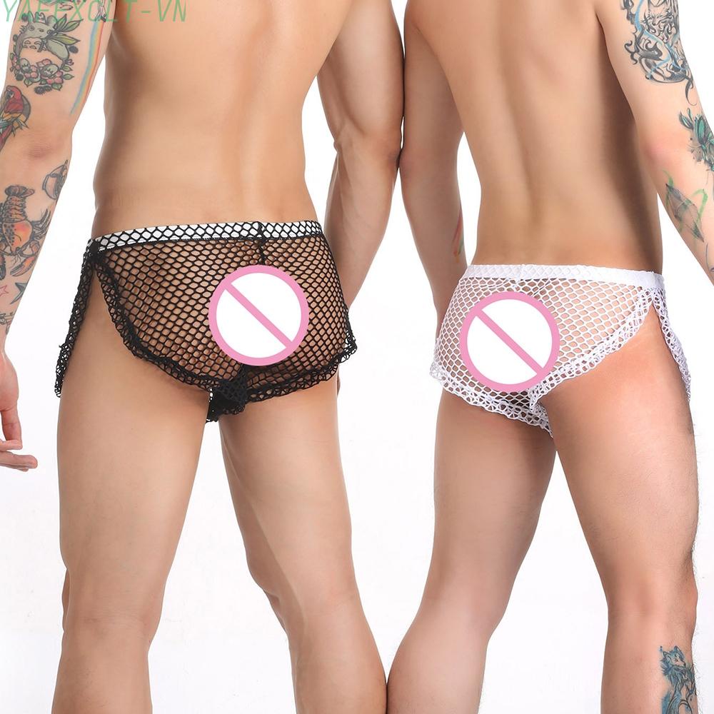 【YAFEXCLT】Mens Sexy Briefs Thong See-Through Underwear Tanga Underpants Undies G-Stringready stock