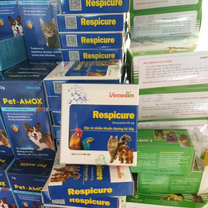 (mẫu mới)hộp 2 vỉ rescure cho vật nuôi hỗ trợ h ô h.ấp rất tốt