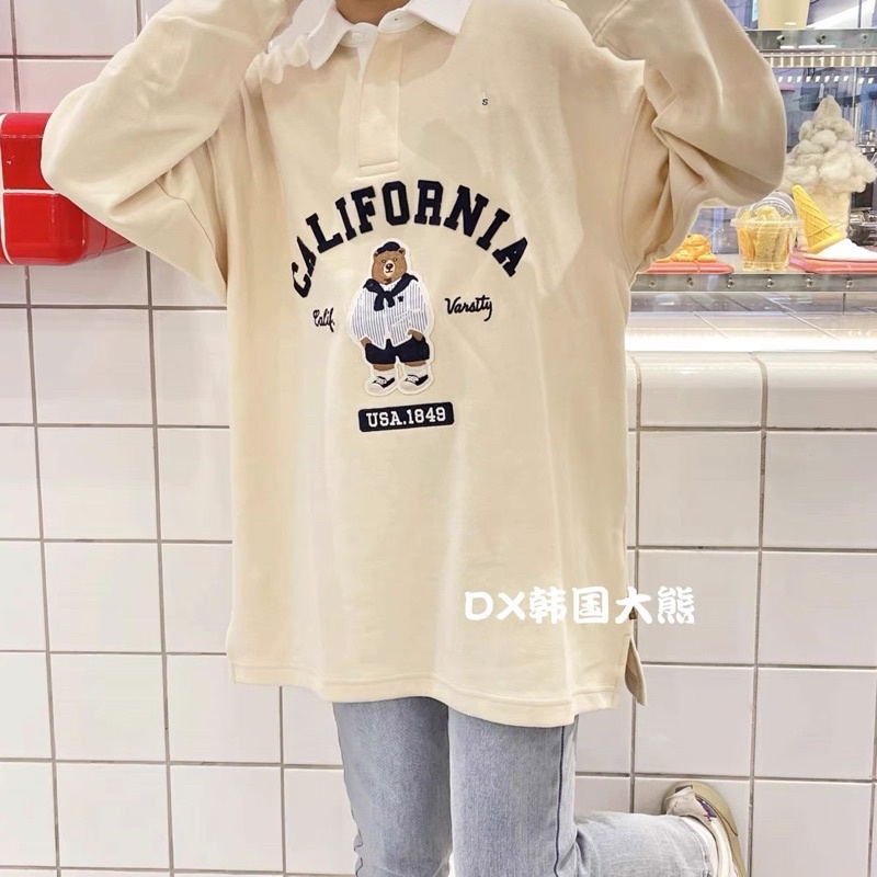 ÁO NỈ BÔNG GẤU CỔ POLO