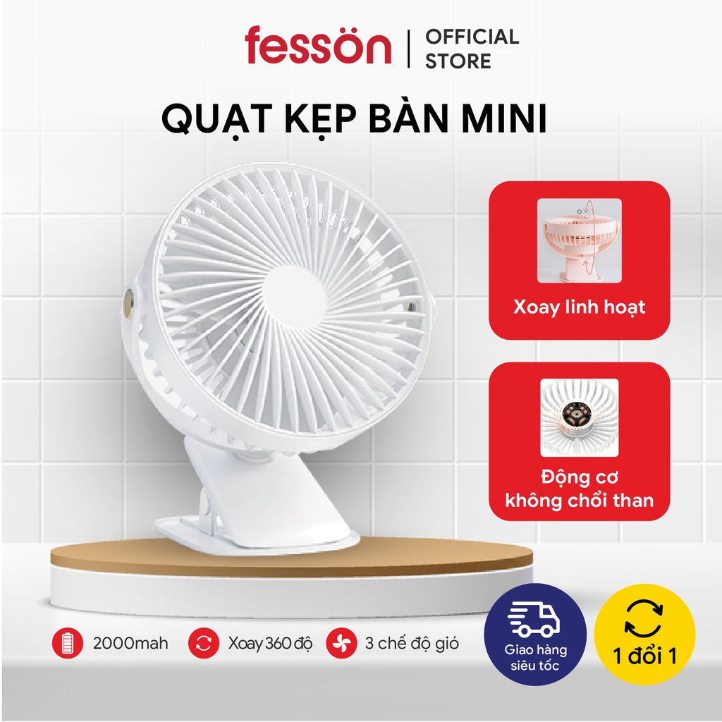 Quạt Kẹp Bàn Mini Cao Cấp [Deal Hot] Xoay 360 độ, Thích hợp cho dân Văn Phòng, Kẹp chắc chắn – Siêu Mát