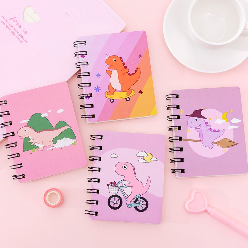 Zhishun Cute Cartoon Magic Dinosaur Rollover Coil Notebook Mini Pocket Notepad