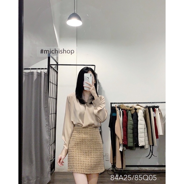 Chân váy lót quần dạ tweed dáng chữ A - 85Q05
