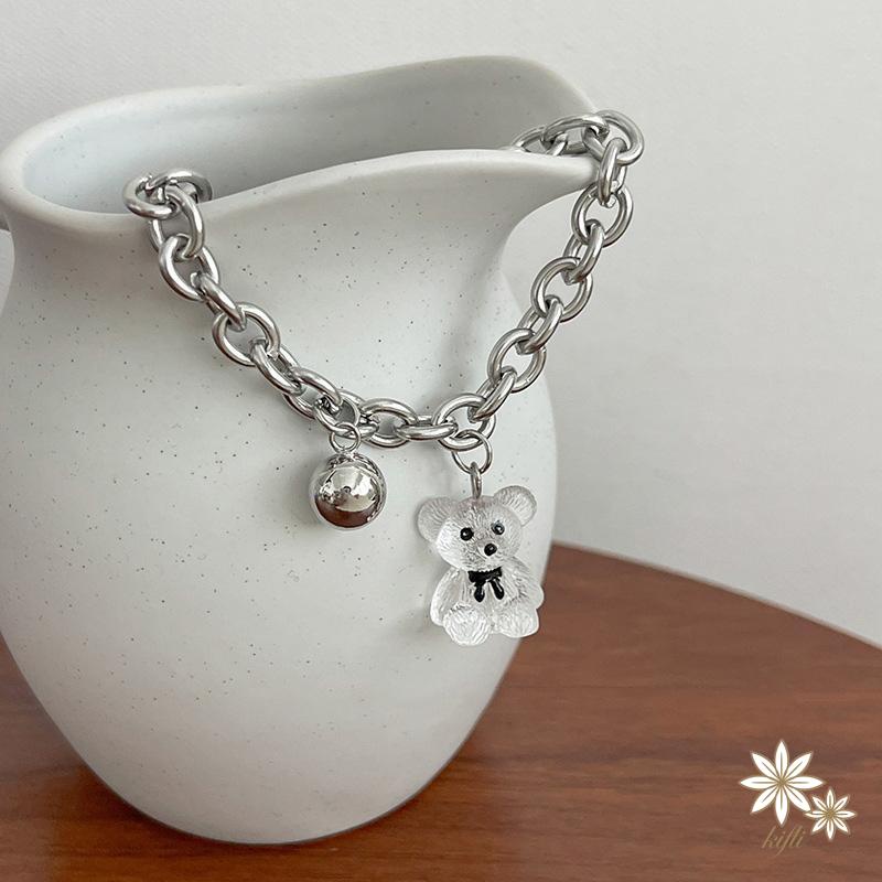 Vòng Đeo Tay Mặt Gấu Trong Suốt Ba Chiều Thời Trang Hàn Quốc