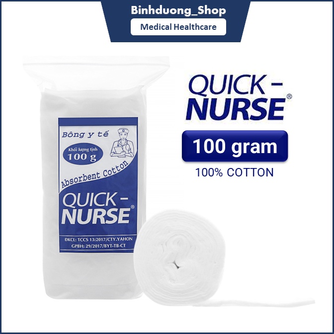 Bông gòn QUICK NURSE 100g 100% cotton mềm mịn vệ sinh
