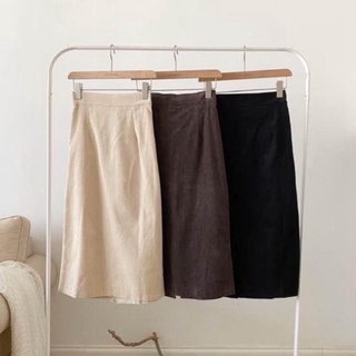 Chân váy midi nhung tăm