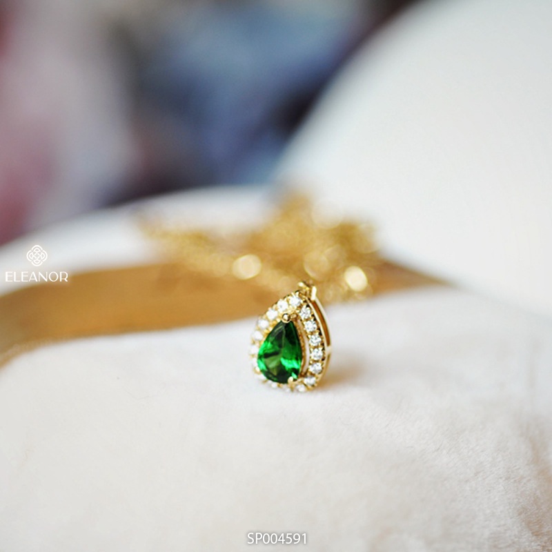 Dây chuyền nữ mặt hình giọt nước đính đá xanh Eleanor Accessories vòng cổ nữ viền đính đá phụ kiện trang sức dễ thương