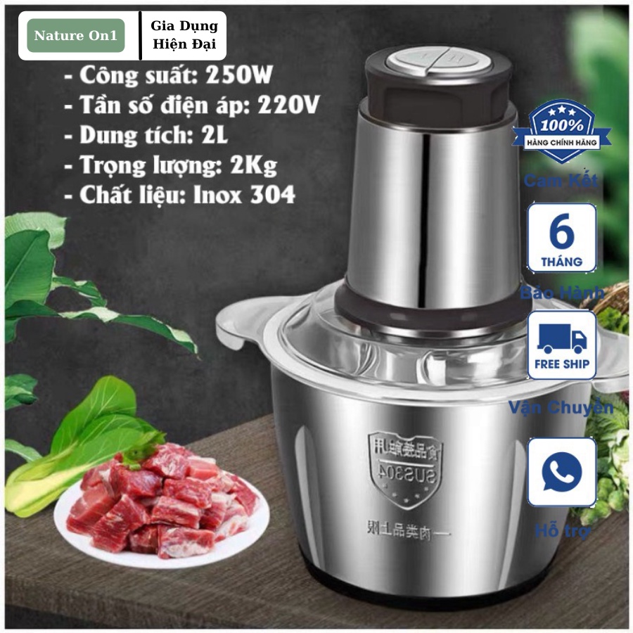 Máy Xay Thực Phẩm Đa Năng 250W Food Processor - Máy Xay Thịt Food Processor  250W Inox, 4 Lưỡi, Xay Thịt, Rau Củ Quả